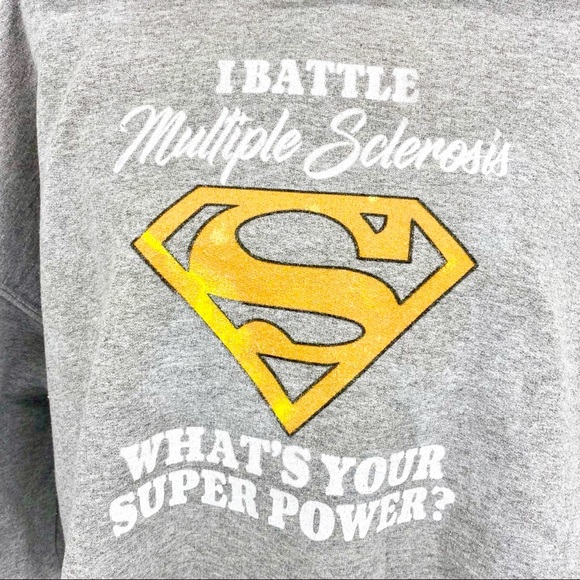 MS AWARENESS Superman Graphic Cropped Sweatshirt Hoodie Size L - Picture 6 of 13